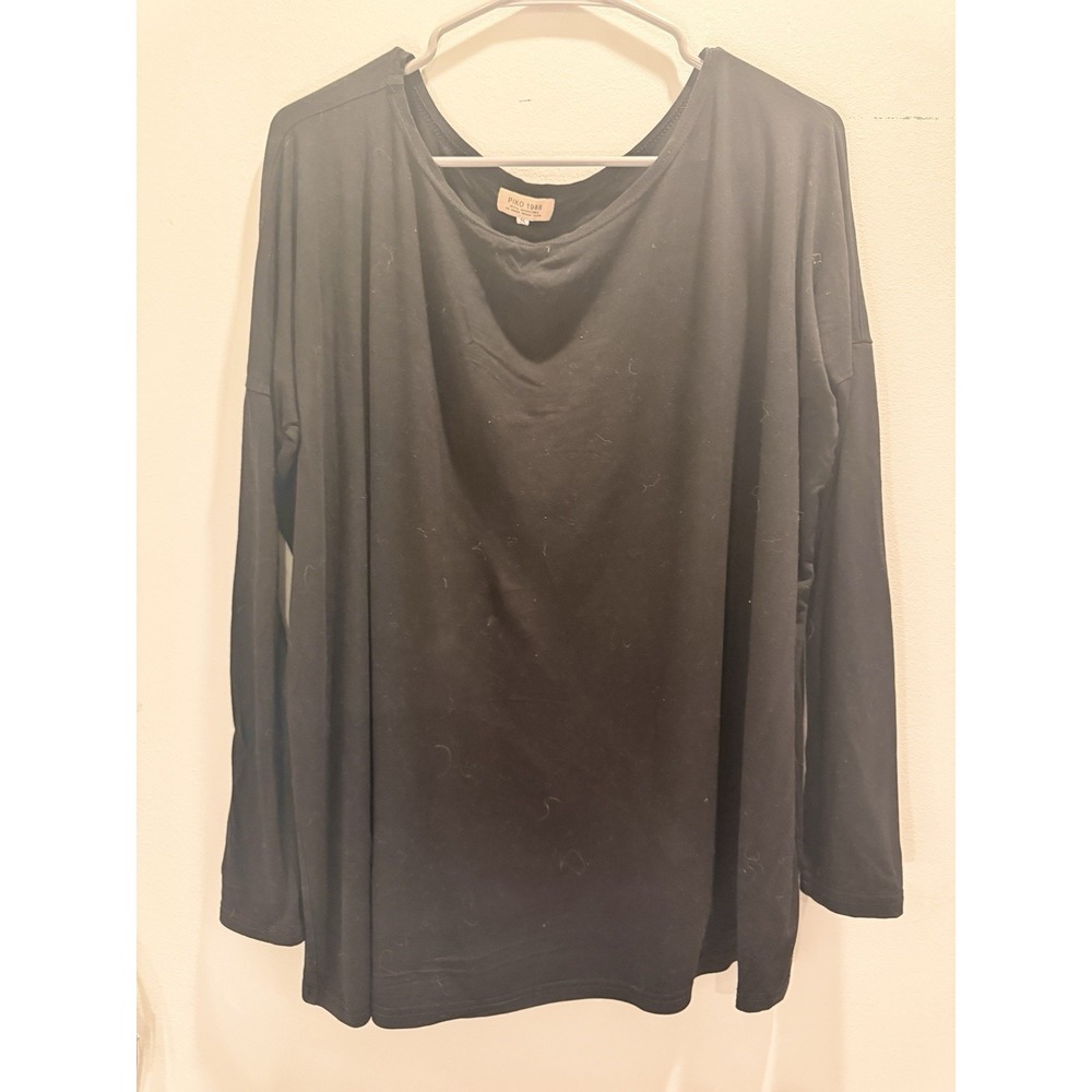 PIKO 1988 Shirt Womens Small Black Bamboo Blend Tunic Top Long Sleeve Soft Comfy
